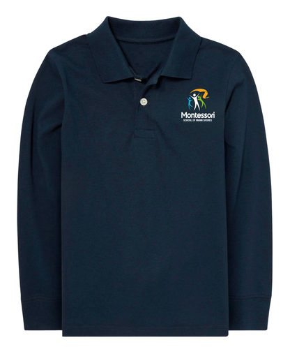 Toddler Unisex - Long Sleeve Polo Shirt - Cotton/Poly Blend