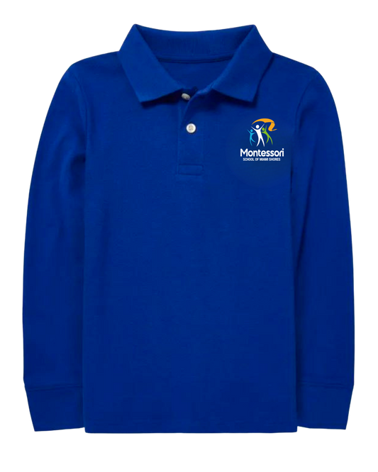 Toddler Unisex - Long Sleeve Polo Shirt - Cotton/Poly Blend